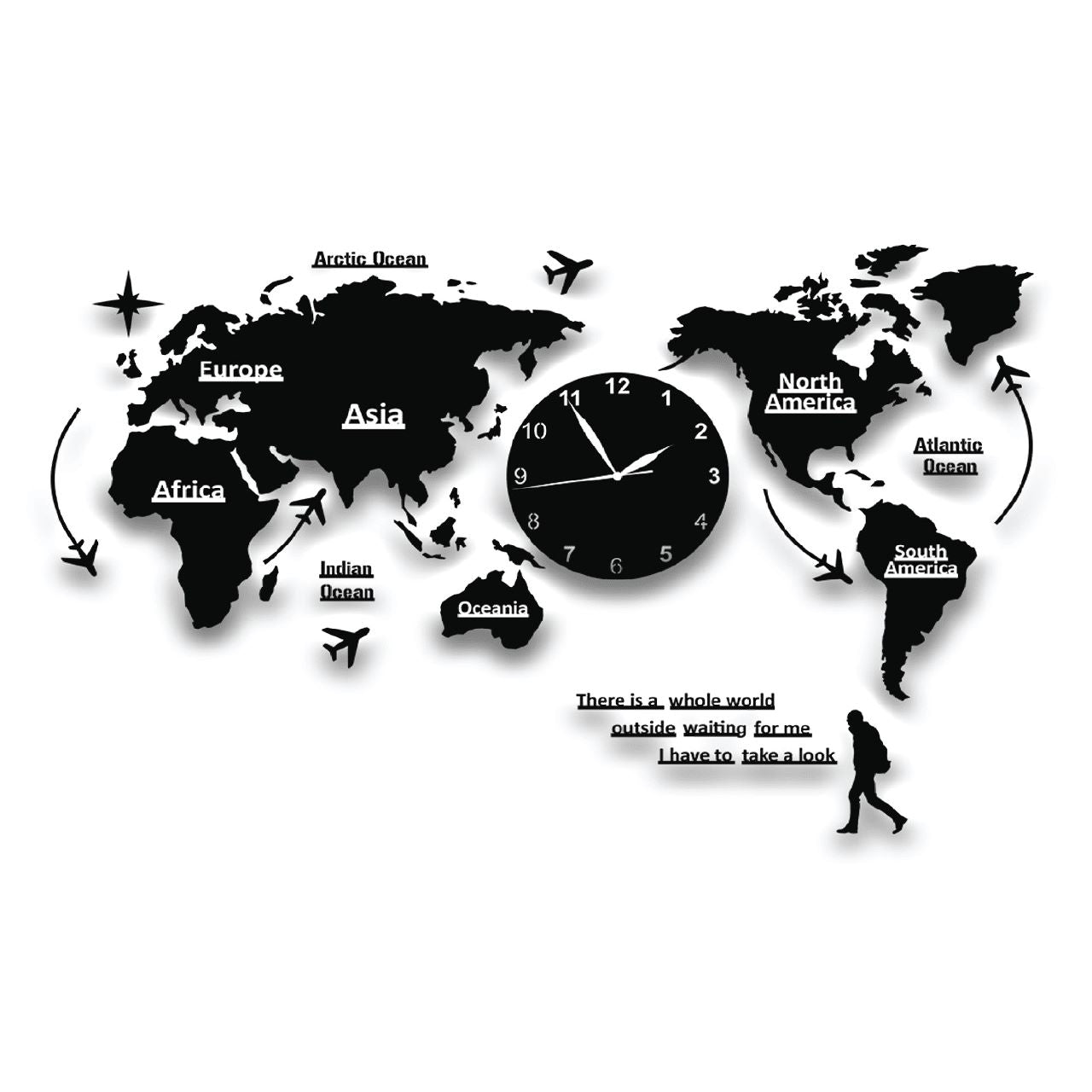 World Map Clock | Acrylic Wall Clock